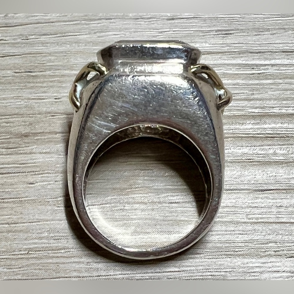 Vintage Designer KRYPELL Sterling Silver & Gold "X" CZ Dome Ring, Size 5.5 - Picture 8 of 13